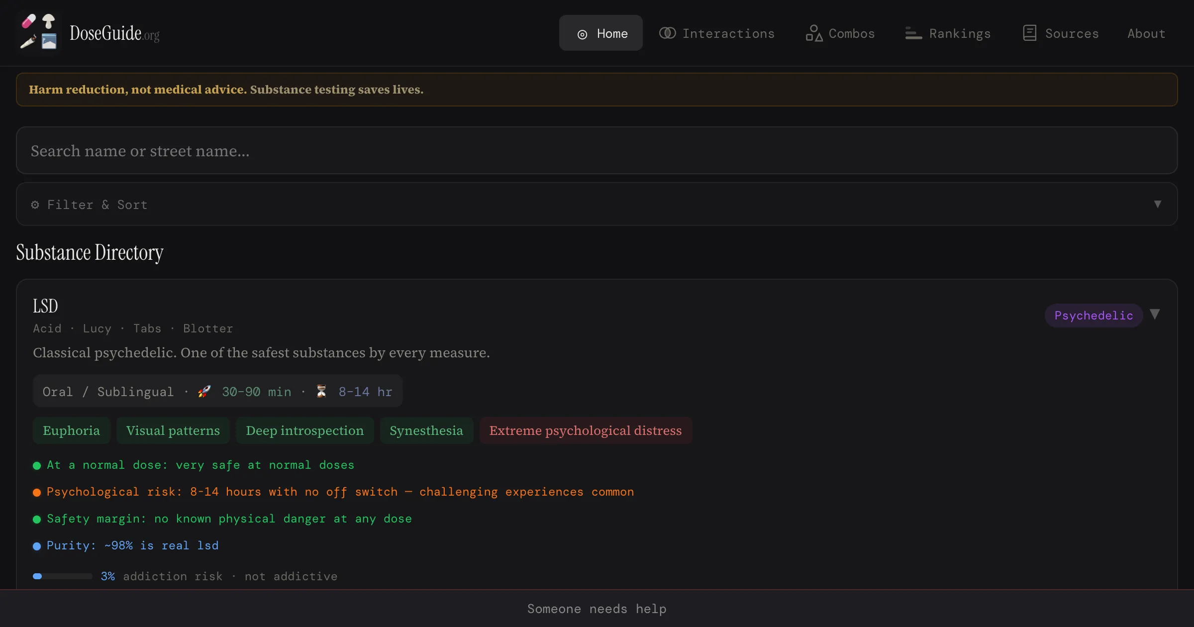 DoseGuide homepage showing evidence-based drug safety information